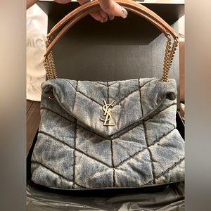 PUFFER MEDIUM BAG IN QUILTED VINTAGE DENIM